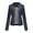 Blue, variant on Women Stand Collar Zipper Faux PU Leather Cropped Jacket Side Pocket Long Sleeve Motorcycle Layering Coat 1PC XS-XXL Plus Size Friendly