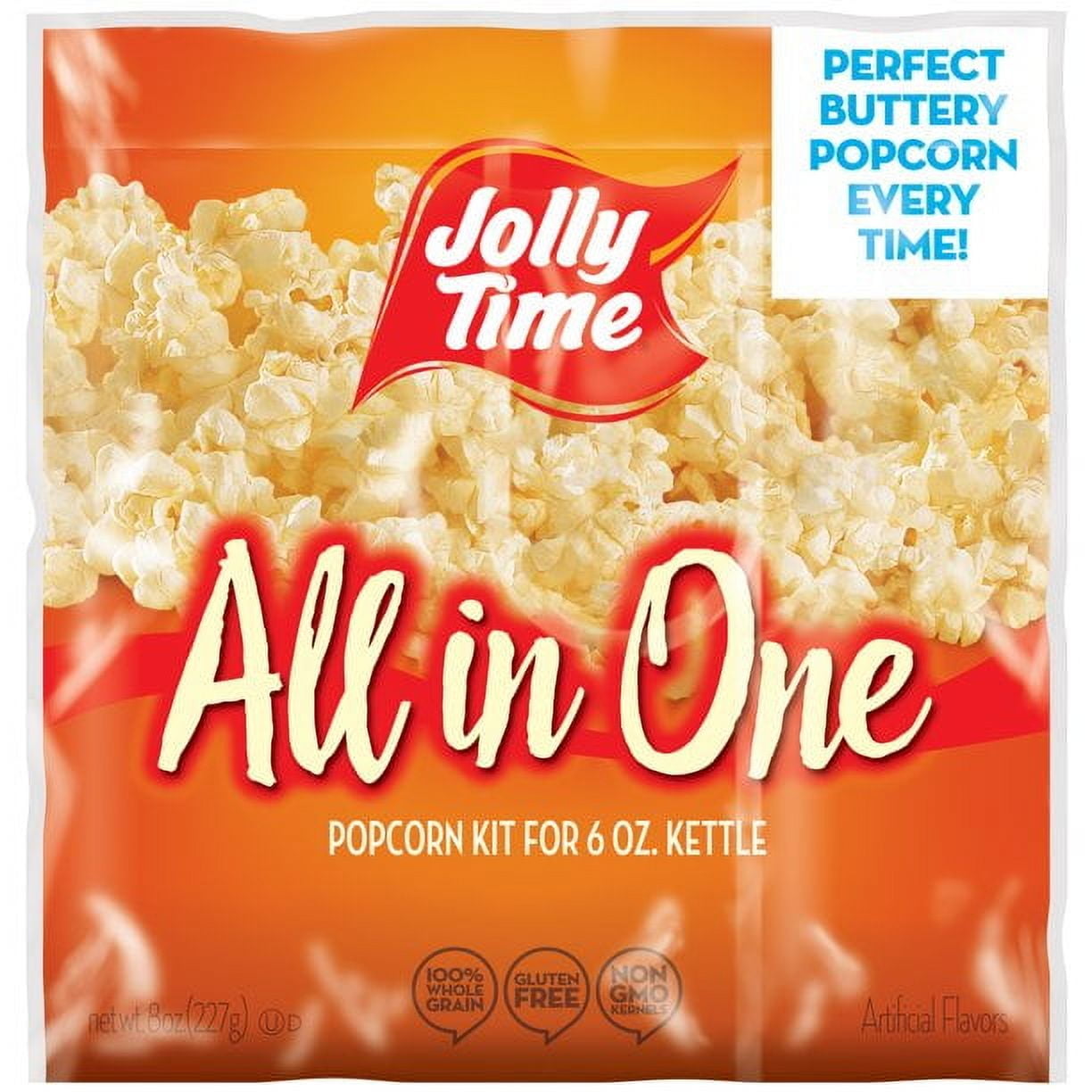 JOLLY TIME All-In-One Popcorn Machine Kits, 36/8oz Pack, Pre-Measured Kernels Oil & Salt, Gluten Free, Non-GMO, Concession Popcorn Supplies