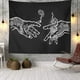 thumbnail image 1 of Tapiz de pared con manos florales blancas y negras, tapiz psicodélico, hippie, bohemio, novedoso, 1 of 5
