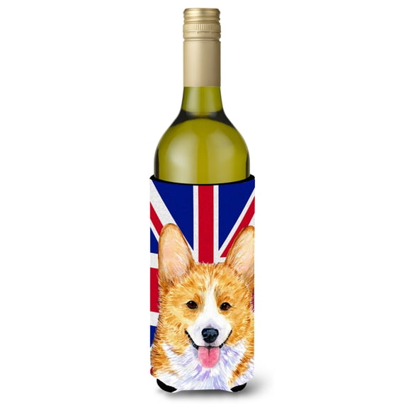 Corgi with English Union Jack British Flag Wine Bottle Hugger