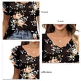 thumbnail image 5 of Blusa de manga con volantes Zhivalor Cuello en V Doble capa holgada Flor negra XXL, 5 of 5