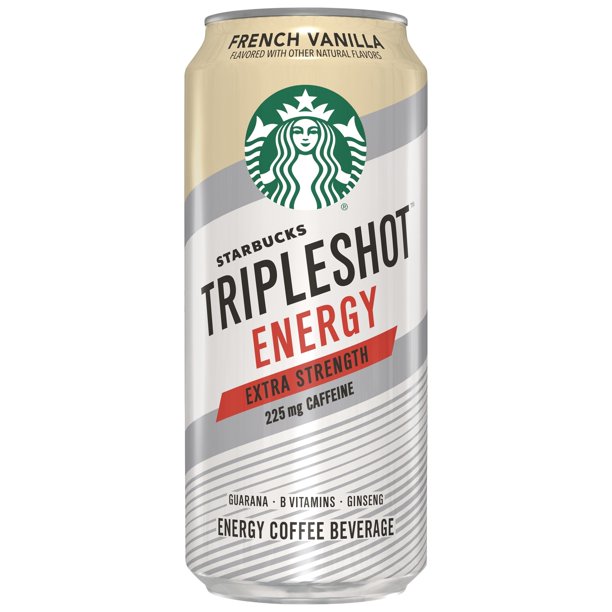 (12 Cans) Starbucks French Vanilla Triple Shot Energy, Strong Coffee