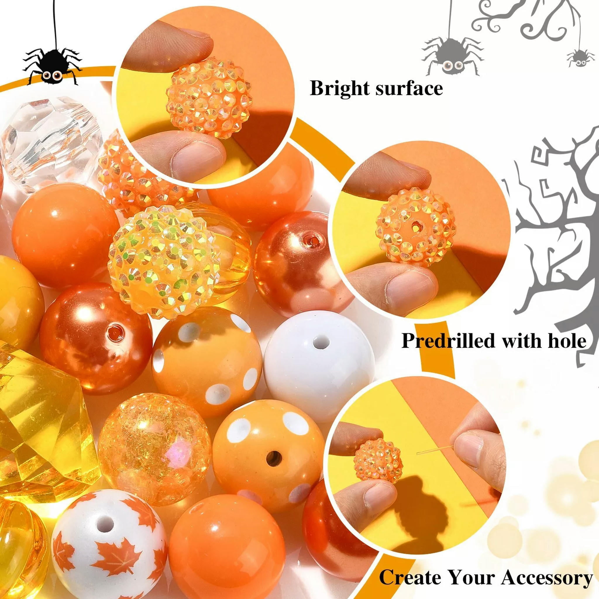 U8MO 50x Opaque Acrylic Beads Thanksgiving Theme Chunky Loose Beads for Autumn Party