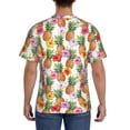 thumbnail image 3 of Bixox Men's Hawaiian Pineapples And Hibiscus Flowers Printed Short Sleeve Skinny Athletic T-Shirt, 3 of 6