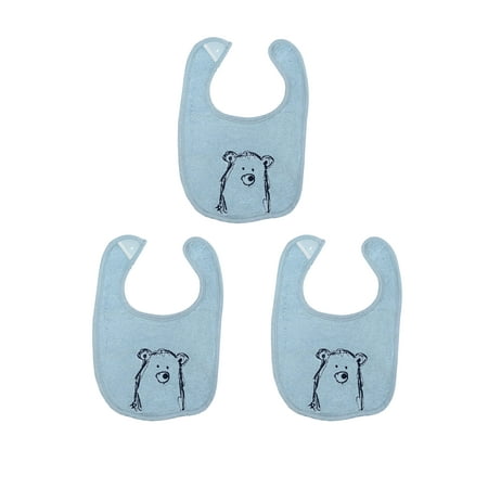 3-Pack Blue Baby Bear Bibs