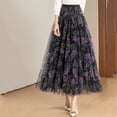 thumbnail image 2 of Aayomet Plus Size Skirts for Women Elastic High Waist Pattern Three Layer Mesh Large Swing Skirt (D, L), 2 of 5
