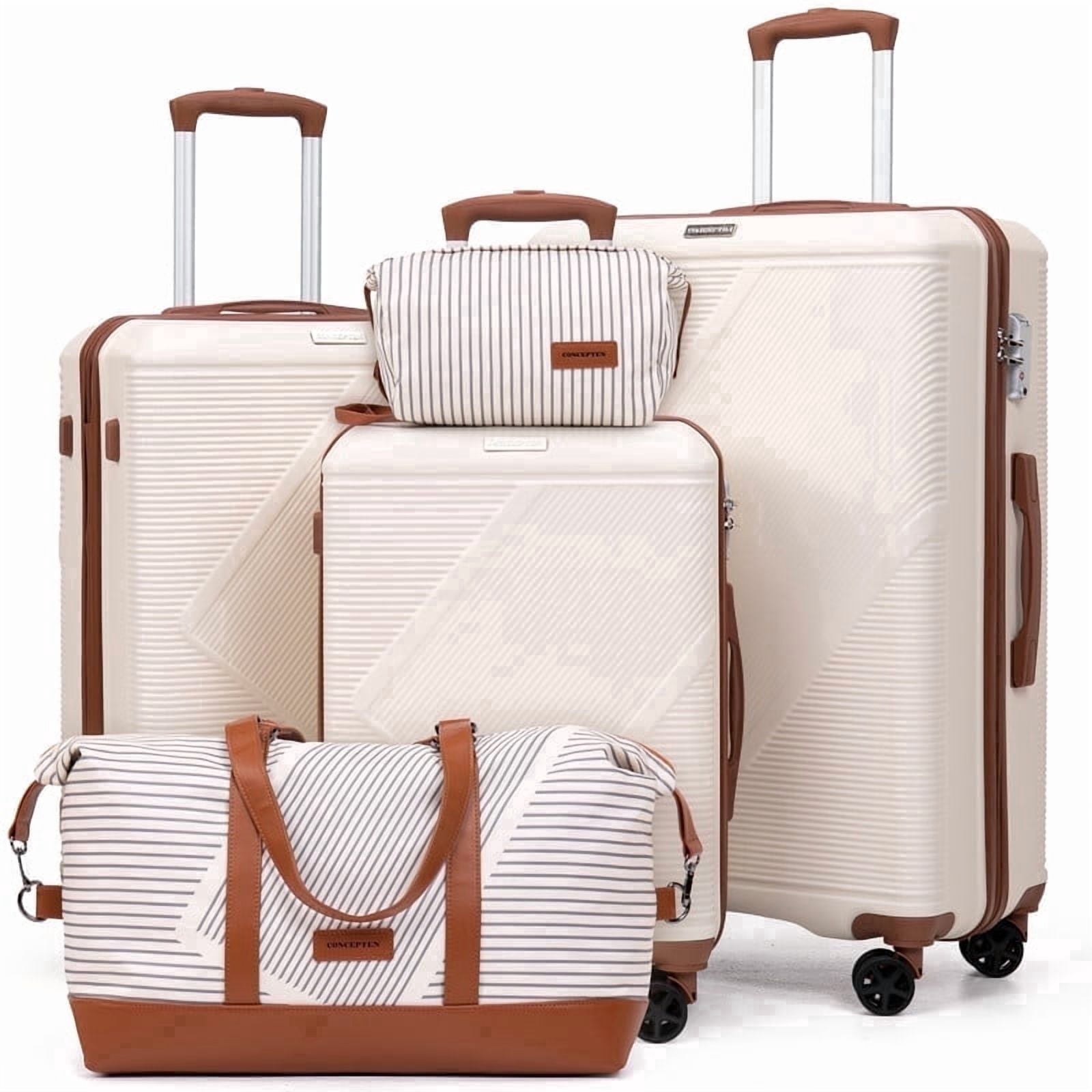 Concepten 5-Piece Hard Shell Luggage, Lightweight Luggage with TSA Lock and Rotating Wheels, Including Extended Travel Bag and Toiletries Bag