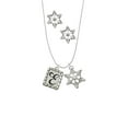 thumbnail image 2 of Delight Jewelry Silvertone Pebble Border Initial - E Silver tone Snowflake Charm Necklace and Stud Earrings, 2 of 4