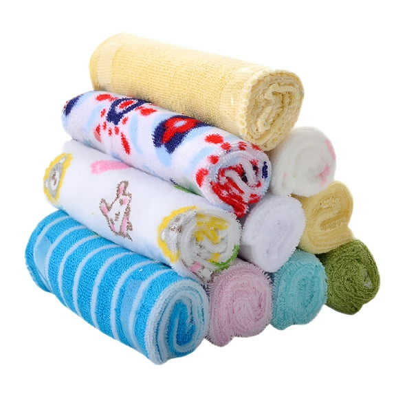 AUQ 8 Pcs Soft Baby Cotton Bath Towels Infants Face Washcloth Handkerchiefs Wash Cloths for Babies,8.66*8.66"