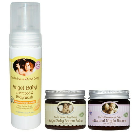 Earth Mama Angel Baby Shampooing et nettoyant pour le corps avec le fond Baume &amp; Nipple beurre