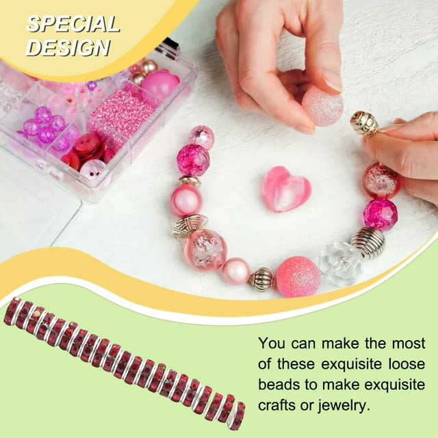 50 Pieces Rhinestone Rondelle Handmade Crafts Supplies Spacer Beads Jewelry Crystal Multi-colors Loose Bead Earring Necklace Accessories Red