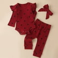 thumbnail image 2 of UAYOTSE Baby Girl Clothes Outfits Romper Pants Cute Bow Headband Hat Sets for Baby Girls,Sizes 12-18 Months, 2 of 6