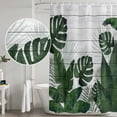 thumbnail image 5 of Small Stall Shower Curtain 36x72 Inch Narrow Half Size Palm Leaves Bath Curtains Bathroom Decor, Tropical Botanical Leaf Summer Wooden Gray Waterproof Fabric Shower Curtain Set with Hooks 36 Inch, 5 of 7