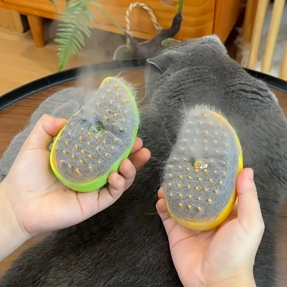 Self-Cleaning Massaging Comb for Cats - Rechargeable via USB, Eliminates Tangles and Shedding, Pet Grooming Brush with Electric Sprayer and Steam Massage