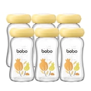 YOHKOH Glass Breastmilk Storage Containers,Wide Mouth,Reusable Milk Storage,5.4oz,6Pk,Yellow