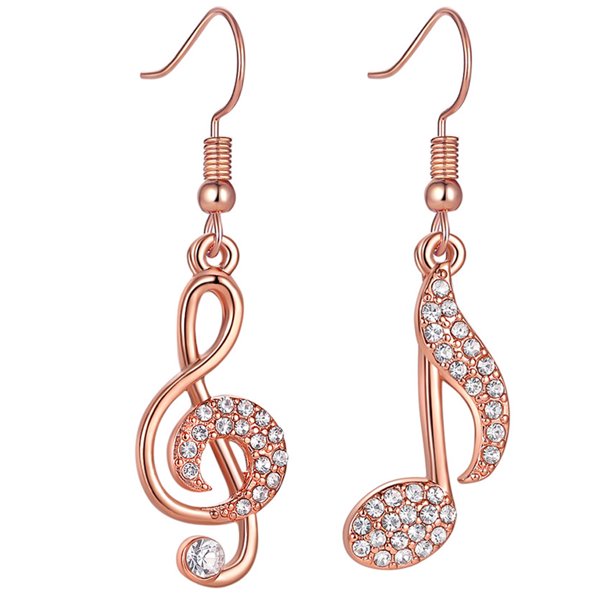 GOOHOCHY 1 par de pendientes con forma de nota musical, accesorios elegantes para los oídos, gotas para los oídos de mujer (oro rosa)