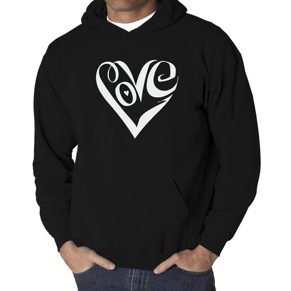 Men's Word Art Hooded Sweatshirt - Script Love Heart