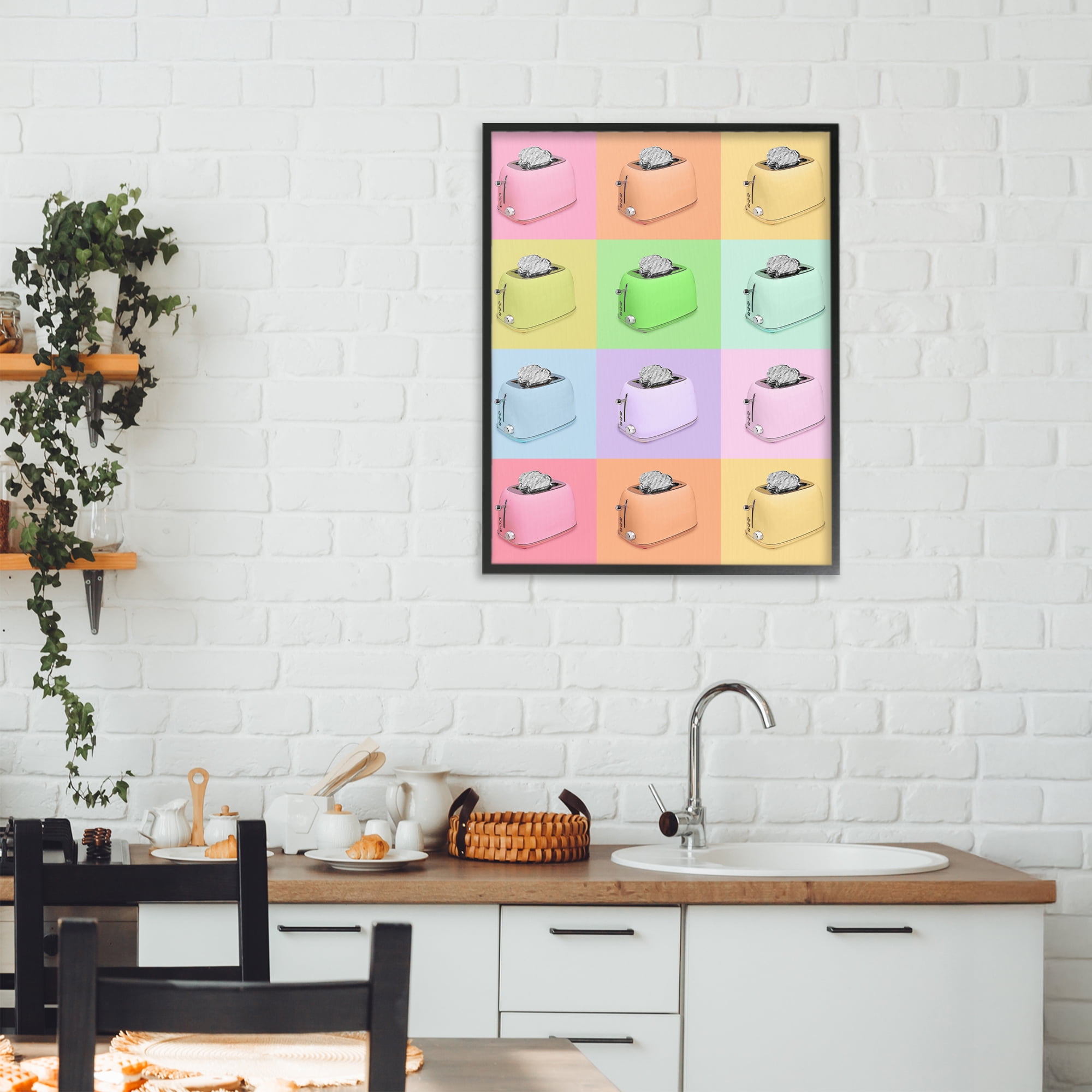 Stupell Industries Disco Toaster Oven Collage Black Framed Giclee Art, design by LISH Creative