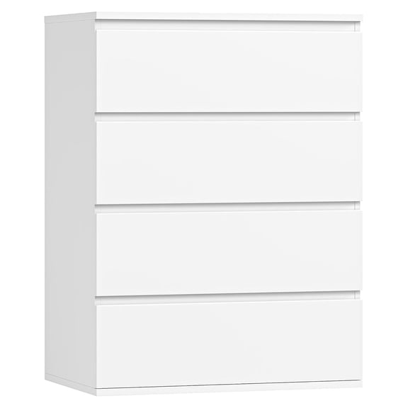 White Dresser for Bedroom, Small 4 Drawer Chest of Drawers - Compact Storage Unit, Handleless Design, Modern Home Furniture