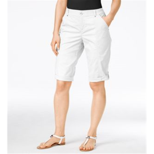 Style & Co Women's Cuffed Mid Rise Cargo Shorts White Size 2 P