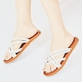 thumbnail image 5 of Ataiwee Women's Flat Slide Sandals - Casual Comfort Braided Multiple Cross Pinstripe Flat Summer Sandals., 5 of 6