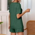 thumbnail image 6 of Pajamas for Women Two Piece Pj Shorts Summer Lounge Set Pleated V-Neck Loose Top Loungewear Sets, 6 of 9