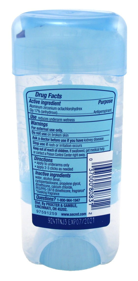 Secret Deodorant Outlast 2.6oz Clear Gel Unscented (Pack of 3)