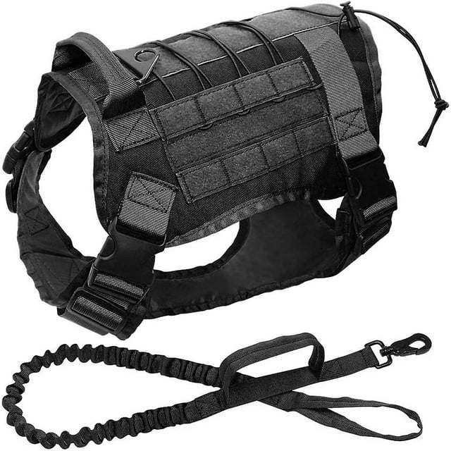 Chaleco táctico militar para perros K9, chaleco para perros de trabajo, servicio de correa de nailon elástico, entrenamiento militar para perros, caza para perros medianos JAMW Sencillez
