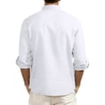 thumbnail image 3 of New Men's Linen Long Sleeve T Shirt Solid Color Loose Casual Breathable Shirt Cotton Mens Shirts Designer Lightweight Streetwear, 3 of 3