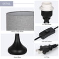 thumbnail image 3 of Set of 2 Modern Bedroom Nightstand Lamp with Black Base and Gray Fabric Shade by Oumilen, 3 of 6