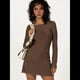 thumbnail image 4 of Vestido Mini de Larga para Mujer, Cuello , , Mangas Acampanadas, Espalda Anudada, Transparente, Sin Espalda, Ajustado, Y2K, Corto Marrón M, 4 of 6