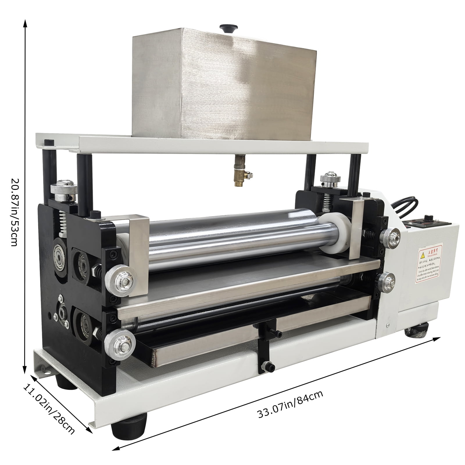 Automatic Double-Sided Gluing Machine 15.35" Steel Roller Glue Coating Machine for Paper Leather Craft 110V