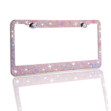 Bling License Plate Frame for Women，Sparkly License Plate Frames| Stainless Steel Frames & Finest Glass Diamond Rhinestone Crystal