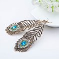 thumbnail image 5 of Opolski Vintage Women Rhinestone Peacock Eye Feather Dangle Hook Earrings Jewelry, 5 of 7