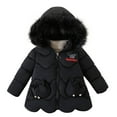 thumbnail image 3 of TAGOLD Girls' Outerwear Jackets 3-8 Years Winter Fleece Lined Thickened Solid Print Coat with Removable Hood, 3 of 5