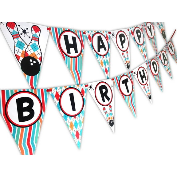 Bowling Happy Birthday Banner Pennant