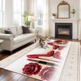 thumbnail image 3 of Area Rug for Living Room, Red Roses Non-Slip Indoor Large Carpet for Bedroom/Dining Room, High Heel Modern Art Washable Low-Profile Rectangle Floor Runner Rugs - 5 x 8 Ft, 3 of 7