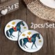 thumbnail image 1 of Juego de posavasos con diseño de caballo | Posavasos azules de poliéster resistentes al calor con tela absorbente antideslizante | Diseño de poni redondo de 8,9 cm | Protector de mesa para vasos de, 1 of 6