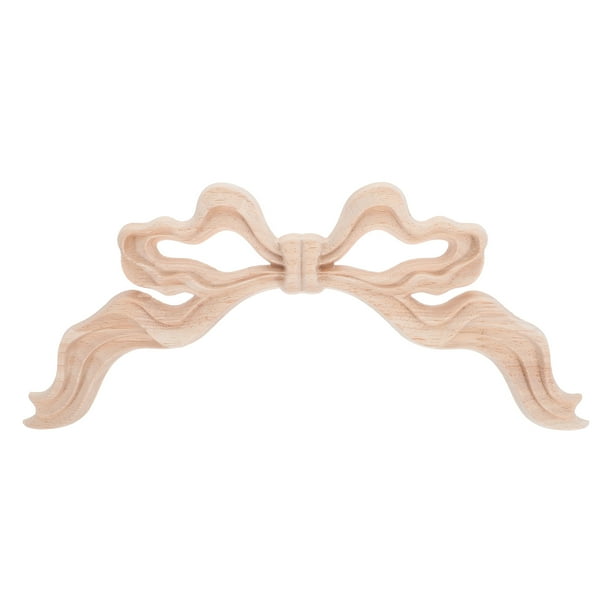 ColoMX Apliques decorativos de madera tallada con nudo de lazo para muebles, apliques de madera sin pintar, apliques tallados de bricolaje para espejo de pared, decoración del hogar