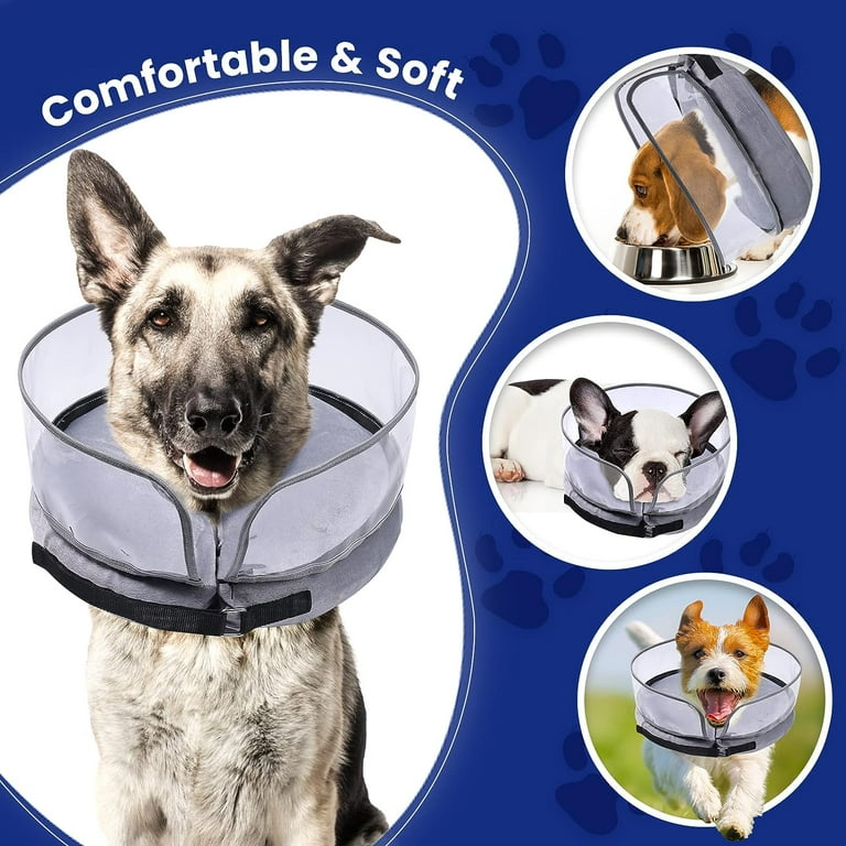 Xkiss Dog Cone Inflatable Dog Cone After Surgery for Small Medium Large Dogs Soft Cones with Enhanced Anti Licking Guard Shield for Pets Protective