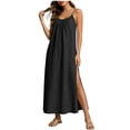 thumbnail image 1 of CHUMUD Robes d'Été pour Femmes à Bretelles Spaghetti Fente Latérale Maxi Robe de Plage Vacances Voyage Tenue Décontractée, 1 of 7