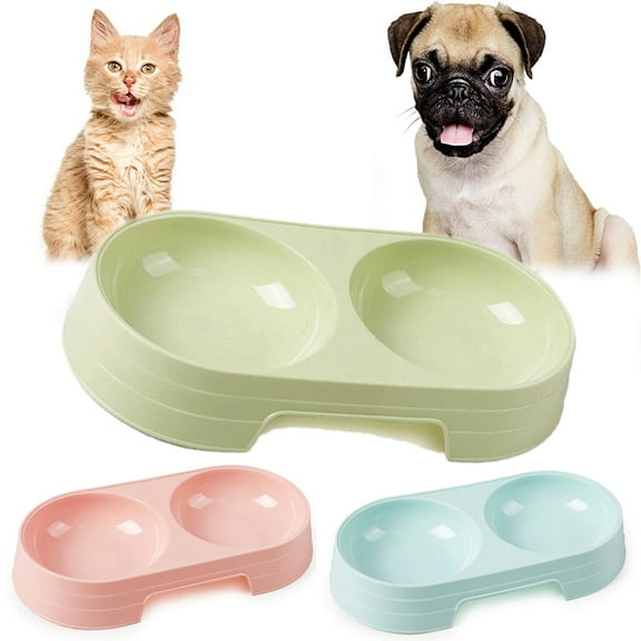 Zhaomeidaxi Dog Cat Bowls Plastic Double Dog Food and Water Bowls, Pet Feeder Bowls Small Puppy Bowl