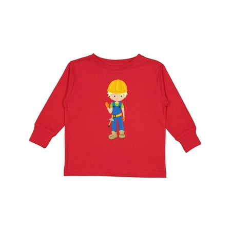 

Inktastic Construction Worker Blond Hair Cute Boy Hammer Gift Toddler Boy Girl Long Sleeve T-Shirt