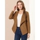 thumbnail image 3 of Chaqueta de gamuza sintética para mujer Cárdigan de outwear drapeado con solapa frontal abierta Marrón L, 3 of 6