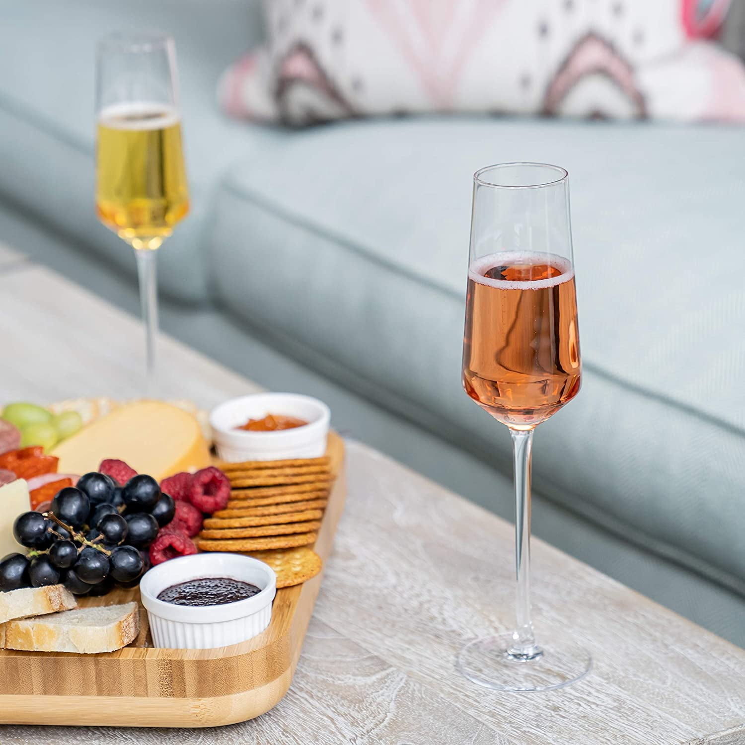 Aspen & Birch - Classic Champagne Flutes Set of 6 - Champagne Glasses - Mimosa Glasses, Premium Crystal Stemware, Clear, 6 oz, Hand Blown Glass Champagne Flutes - Hand Crafted by Artisans