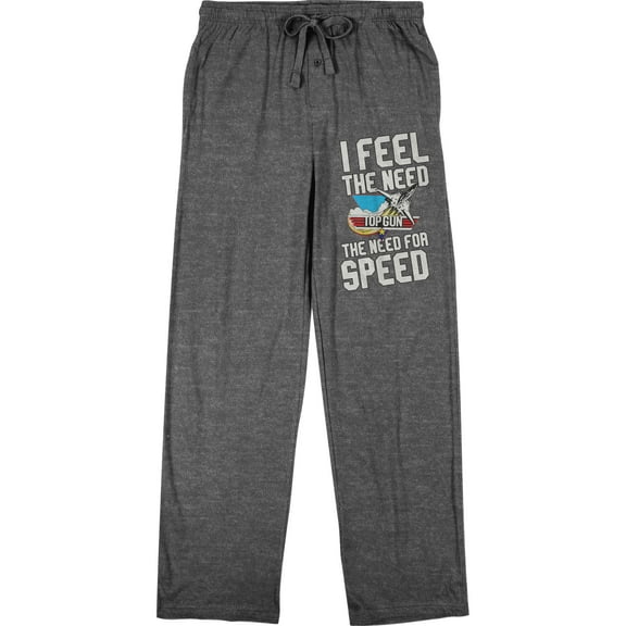 Top Gun I Feel the Need for Speed Men's Graphite Heather Drawstring Sleep Pajama Pants-Medium