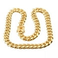 thumbnail image 3 of Mens Miami Cuban Link Bracelet Chain Necklace 18k Gold Plated Stainless Steel, 3 of 5