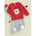 thumbnail image 3 of Bagilaanoe 2Pcs Toddler Baby Boy Christmas Clothes Santa/Elk Embroidery Long Sleeve Sweatshirt Tops + Sweatpants 6M 9M 12M 18M 24M 3T Kids Fall Pants Set, 3 of 9