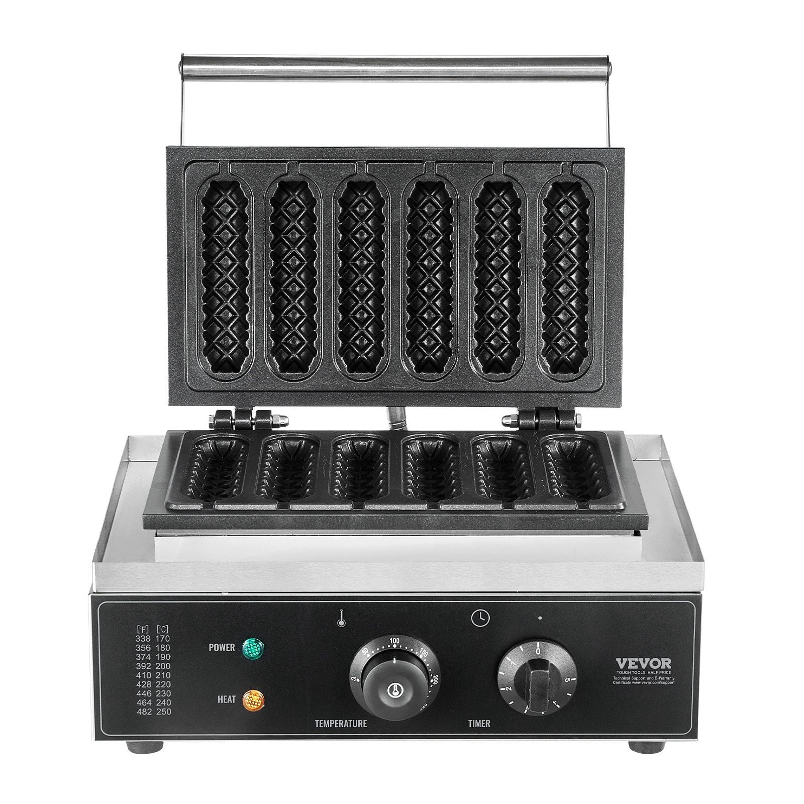 6-Piece Commercial Waffle Stick Maker, 1500W Waffle Baker Machine & Corn Dog Iron, Non-Stick Plates, Time & Temp Control, for Home & Business Use