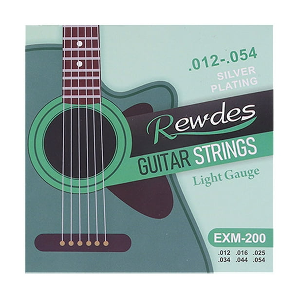Juego de cuerdas para guitarra acústica para guitarras folk y clásicas. Cuerdas de repuesto para un sonido óptimo y una mayor durabilidad. Compatibles con la mayoría de guitarras de madera.